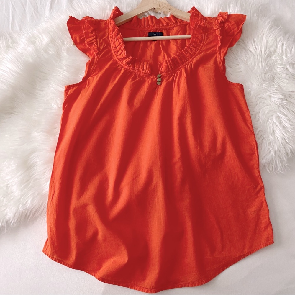 Gap • Orange Blouse with Ruffles